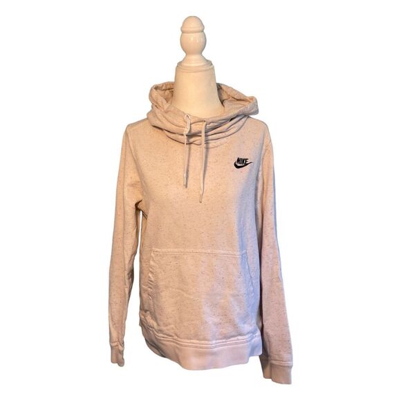 Vintage Nike Funnel Neck Hoodie Sweatshirt Ivory Confetti French Terry Knit M - Picture 1 of 9